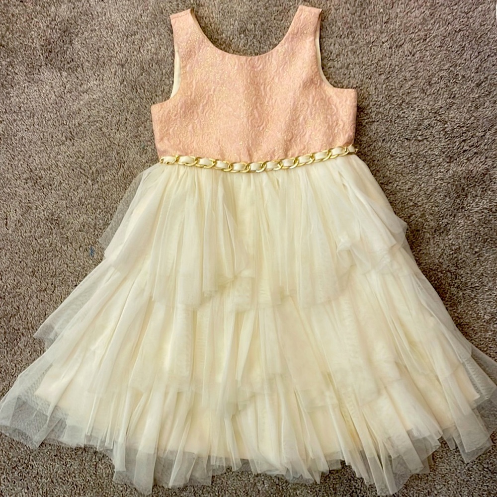 Pink and Cream Fancy Dress with Gold Details
